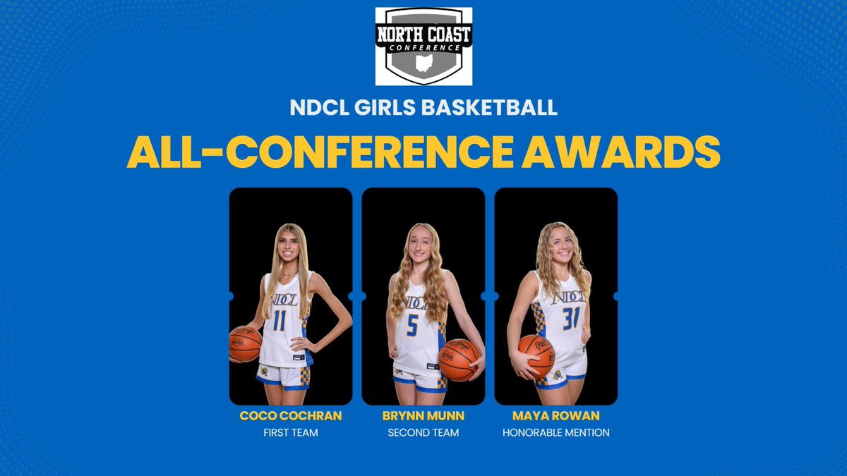 NDCLathletics's tweet photo. Congratulations to Coco Cochran (1st team), Brynn Munn (2nd team), and Maya Rowan (HM) on their all-NCC honors for the 2025-26 regular season! To read more on their achievements and impressive play this season, visit https://t.co/T5GZSSD791. Go Lions!

#WeAreNDCL https://t.co/oC49ih97Ma