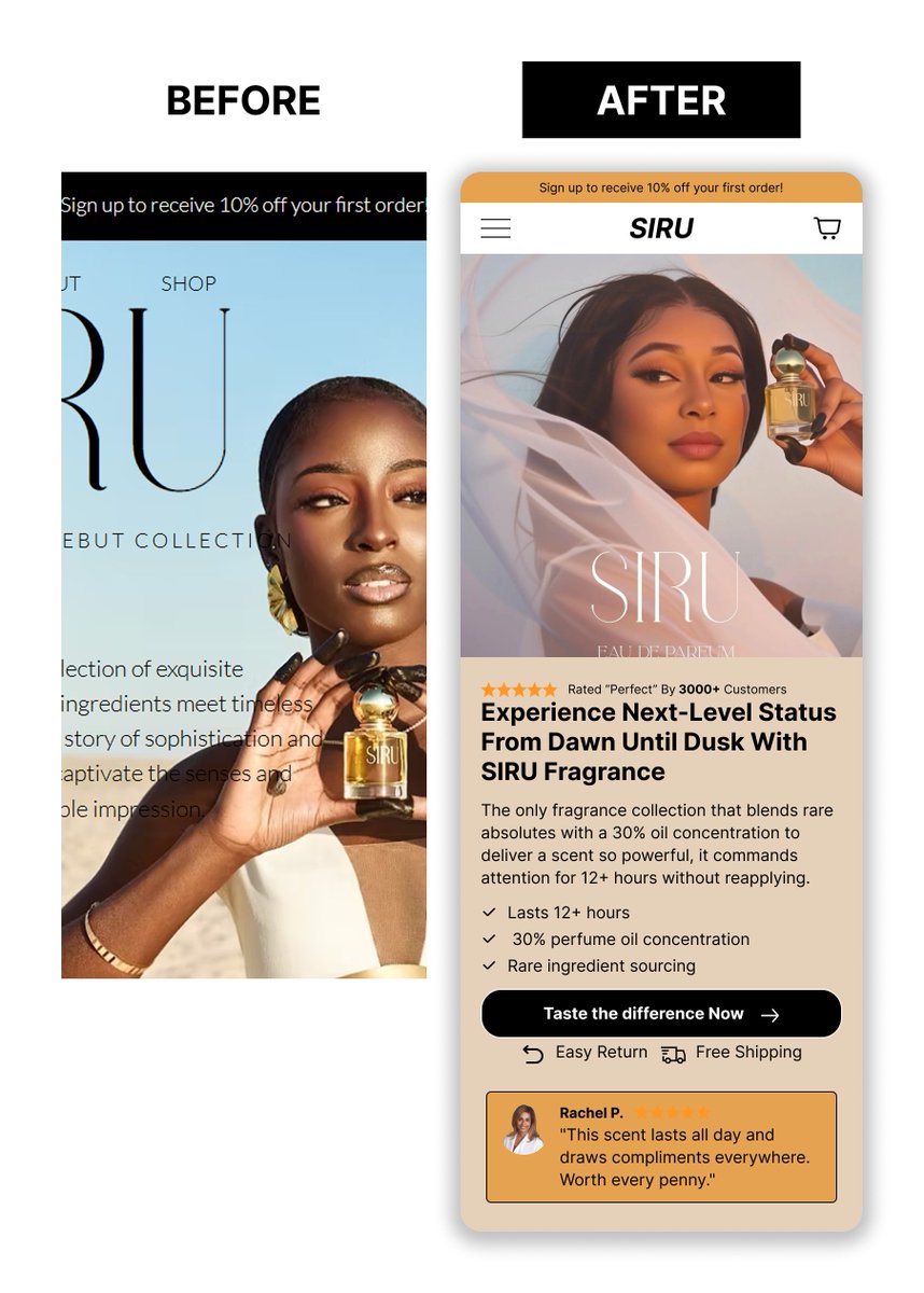 oyega001's tweet image. BEFORE:
1. Not mobile responsive
2. No proof 
3. Confusing headline

AFTER: 
1. Response on all platforms
2. 2 social proofs
3. Benefit-driven headline 
#ProductDesignerNeeded #Founder #Figma #Hiring #CEOs #Cro #UIUX #Looking #ProductDesign #Founders #SaaS #LandingPage #Website