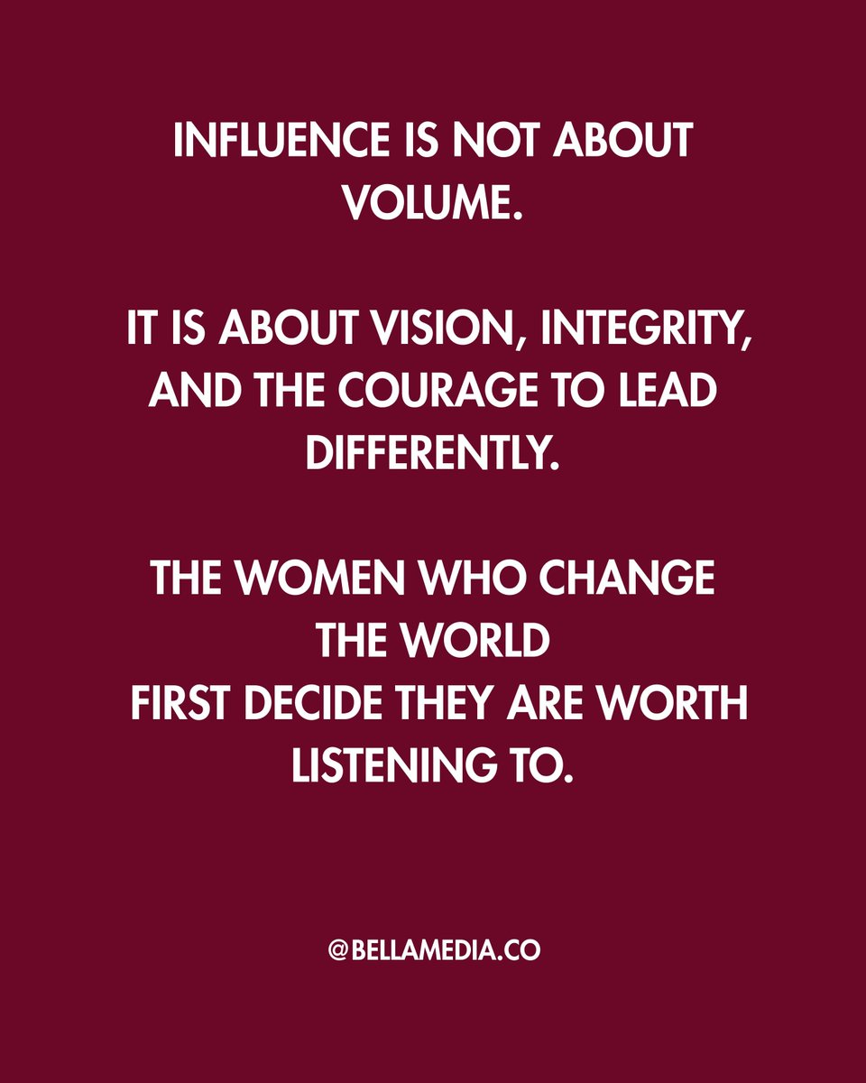 bellamediaco's tweet image. ✨ Monday Motivation ✨

Influence is not about volume.
It is about vision, integrity, and the courage to lead differently.

The women who change the world first decide they are worth listening to.

#BELLAMagazine #BELLAMediaCo #WomenOfInfluence #WomensHistoryMonth