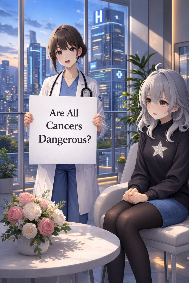Are All Cancers Dangerous? 🤔 

Not all cancers are equally dangerous.
Some cancers grow very slowly and may not spread for years.

Others are aggressive and spread rapidly to different organs.

The danger of a cancer depends on:
• Type of cancer
• Stage at diagnosis
• Grade