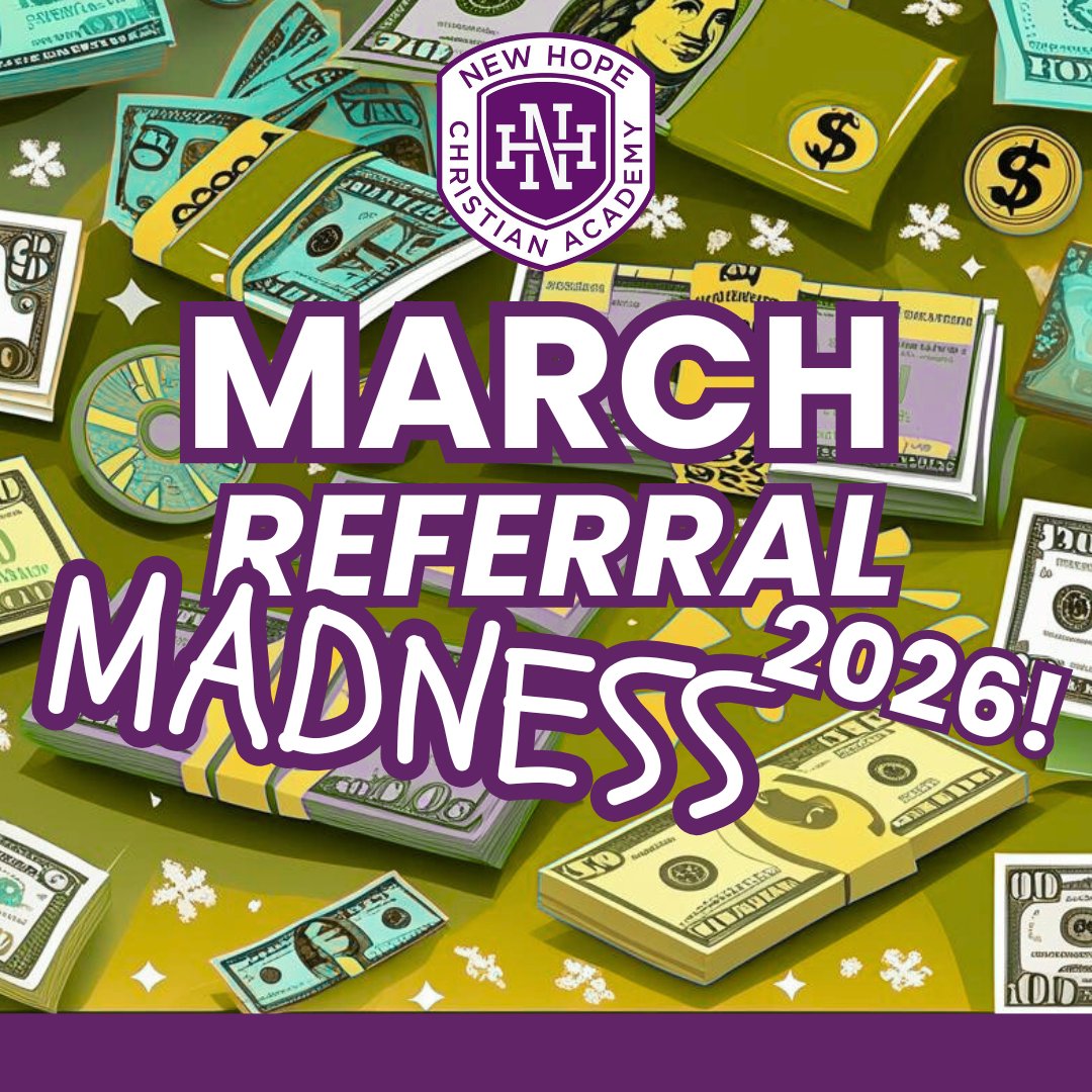 𝐀𝐭𝐭𝐞𝐧𝐭𝐢𝐨𝐧 𝐄𝐚𝐠𝐥𝐞 𝐅𝐚𝐦𝐢𝐥𝐢𝐞𝐬! Have you heard about our March Referral Madness 2026 Challenge? Learn more and submit referrals here: newhopememphis.org/events-2-1/mar…

Let’s have some fun, Eagle Families! #NHCAEagles #MarchMadness #ShareTheSchoolYouLove