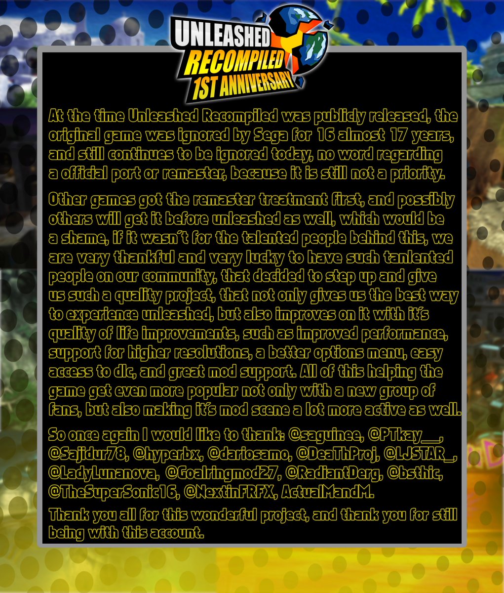 Officially, no. 
And we are all very lucky to have a unofficial method at all, especially one this good.

Hard to believe it's been 1 year already, but time flies, especially for unleashed, this year the best sonic game will be turning 18 years old.