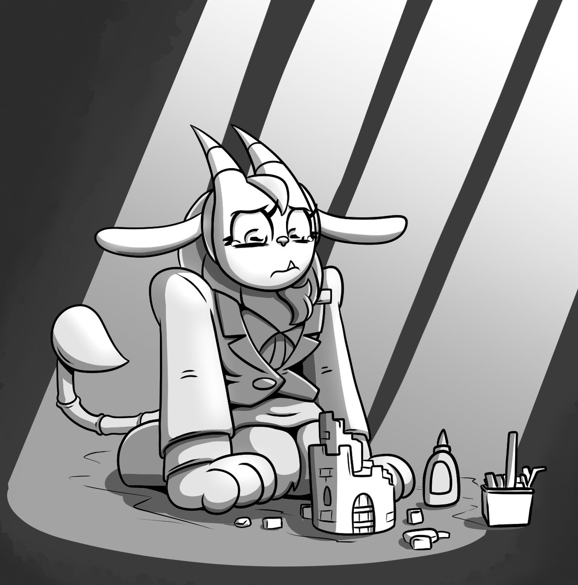 Burnout art. I'm still making progress on episode 2, but some days it's really overwhelming. Some days it's hard to find joy in making my passion project. Which sucks.