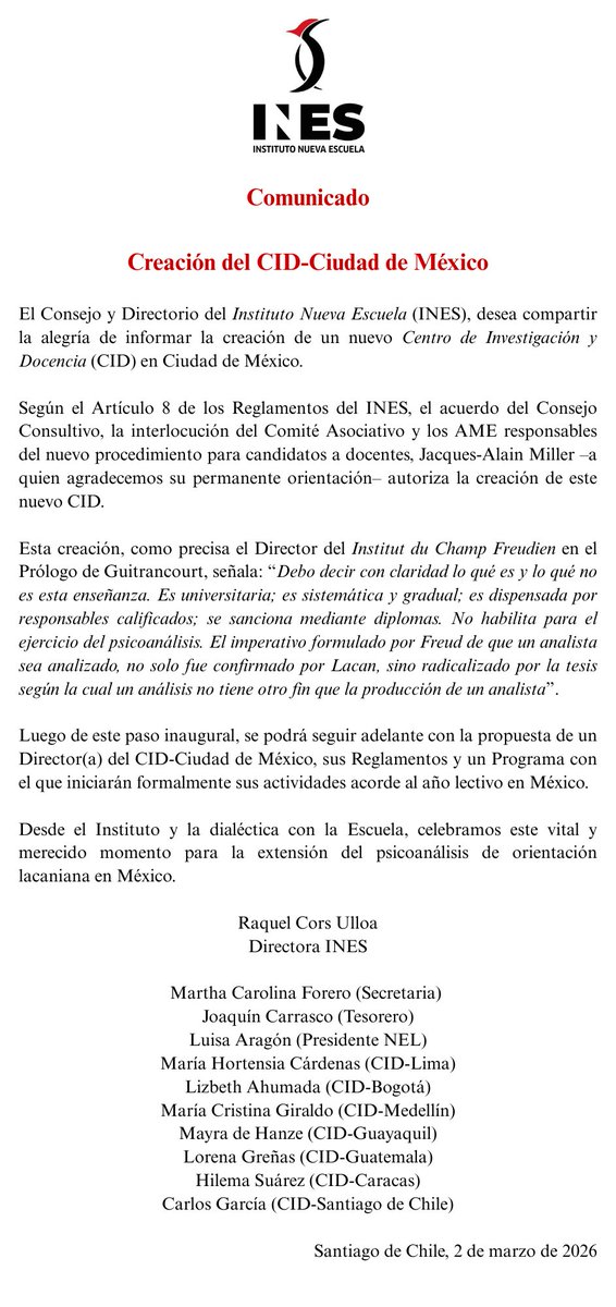 Comunicado “Creación del CID-Ciudad de México”