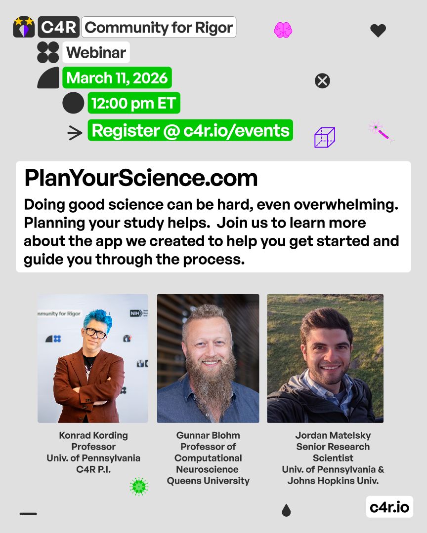comm4rigor's tweet photo. 🚨 There's still time to register for our PlanYourScience App virtual info session! 

Wednesday, March 11 @ 12 pm ET - Head to the comment below to RSVP 🎟️ 

#PlanYourScience #planningiseverything #GradStudentLife #PhDLife #KonradKording #Communityforrigor #c4r 

@KordingLab https://t.co/kHceumt1FG