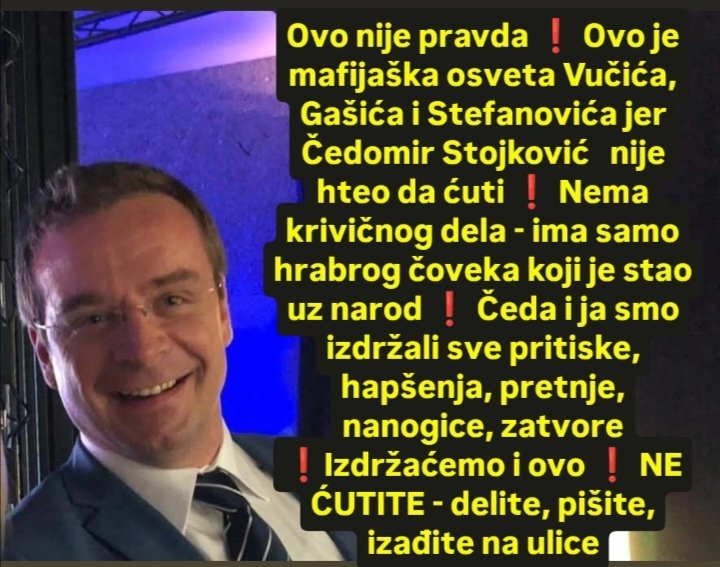 NE ĆUTITE 👉 Delite, pišite ❗❗❗ #SlobodazaČedomirStojković <a href="/FIGHT_4_RIGHT_S/">Advokat Čedomir STOJKOVIĆ</a>