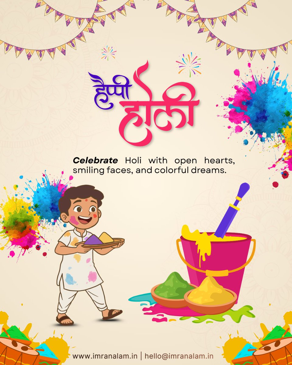 ErIMRANALAM's tweet photo. 🎉 Wishing you and your family a very Happy &amp; Colorful Holi!

May this festival of colors fill your life with happiness, success, and new opportunities.

#HappyHoli
#Holi2026 #Holi
#FestivalOfColors
#imranalam_in
#TechWithCreativity
#DigitalIndia
#SpreadHappiness
#CelebrateLife https://t.co/FSLbIwfpGv