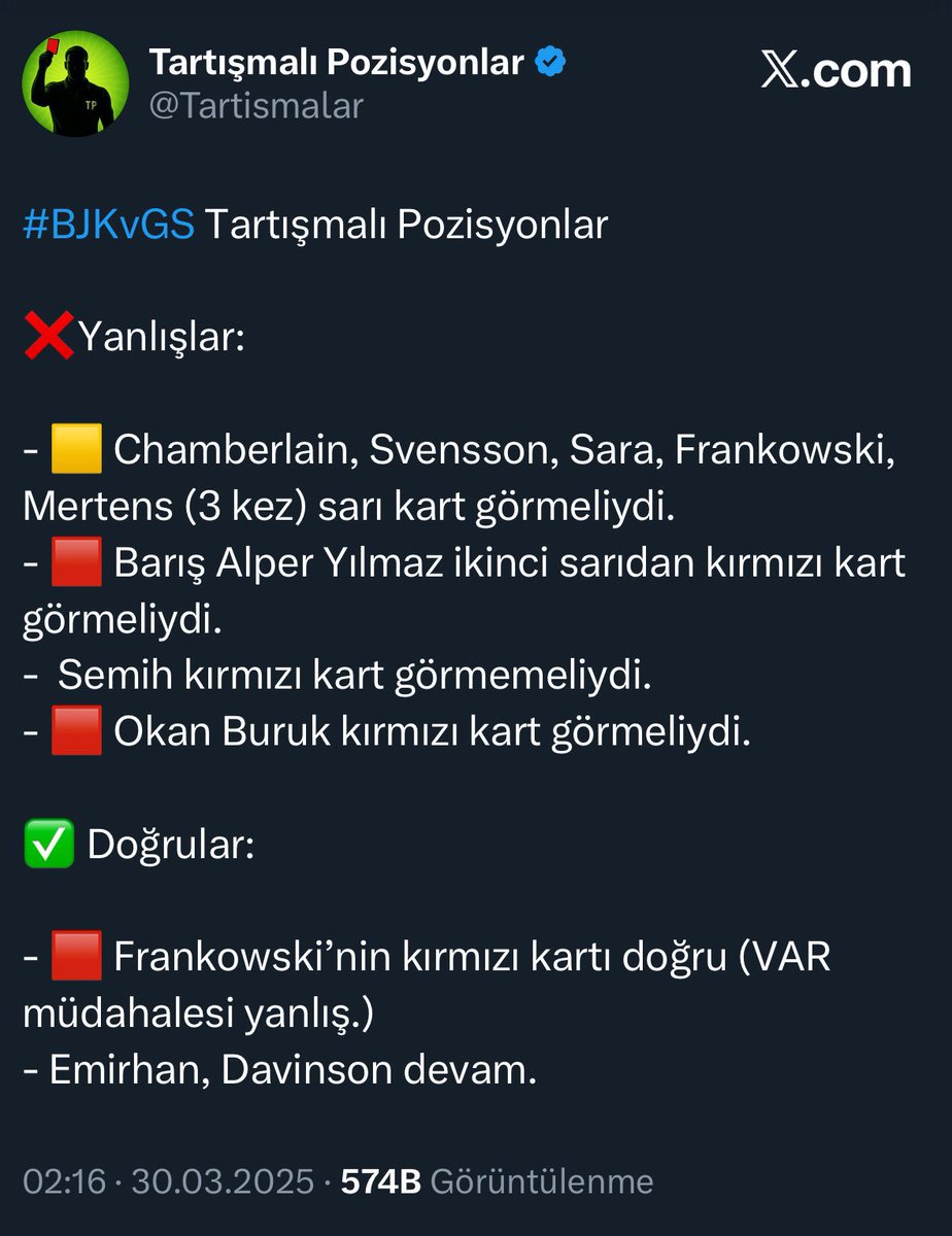 2 bjk-gs derbisinde lehlerine toplam 6 kırmızı, 11 sarı hatası yapmış yasin kol. 2 maç, LEHLERİNE 6 kırmızı, 11 sarı kart hatası. daha fazla kayırması teknik olarak mümkün değil hani, 90 dakika yetmez. güya istemiyorlar :D

tek dertleri algı, yine yeniden kollanmak. israil fc.