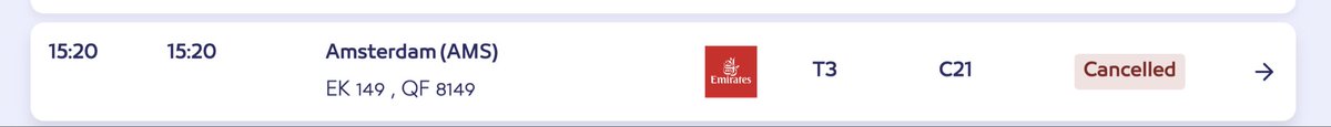 MikeStachurski's tweet photo. @EmiratesSupport @emirates which one is correct?? Dubai Airport website says flight is canceled but your website / app says flight scheduled https://t.co/nk9zgCcuvn