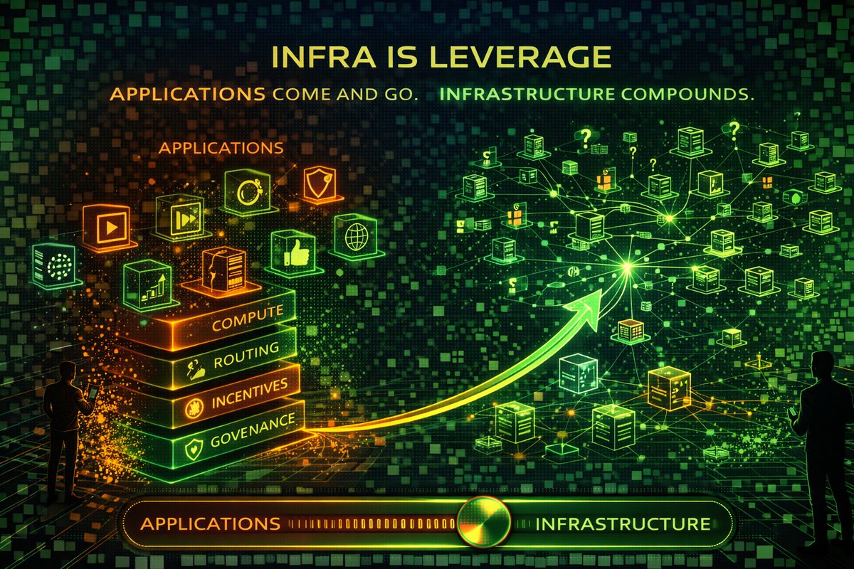 Infra Is Leverage

Applications come and go.
Infrastructure compounds.

When you build or support strong infra, you’re not just backing one use case <a href="/dgrid_ai/">DGrid AI</a> 
 you’re enabling hundreds that don’t even exist yet.That leverage is what makes foundational layers so powerful.