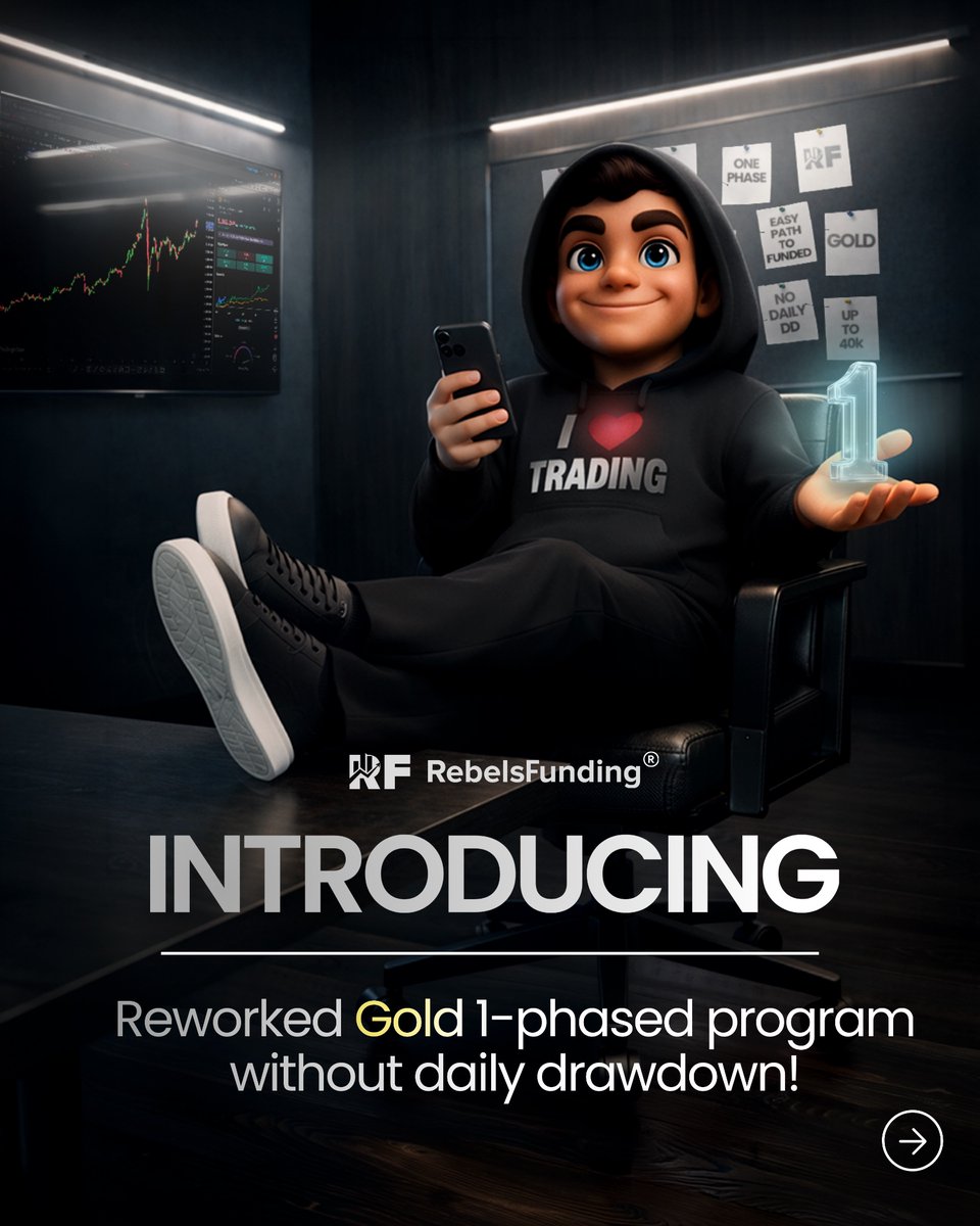 rebelsfunding's tweet photo. The easiest way to get a funded account is here. ⚡️

We’re introducing the reworked Gold 1-phase program, which we’ve taken to a whole new level:

• no daily drawdown
• 10% target
• unlimited time
• no consistency rule
• no hidden rules
• up to $40,000

With us, anyone can succeed!

RebelsFunding Gold 1-phase is truly one of the easiest ways to get a funded account. 💙
https://t.co/aA0MumoGUO