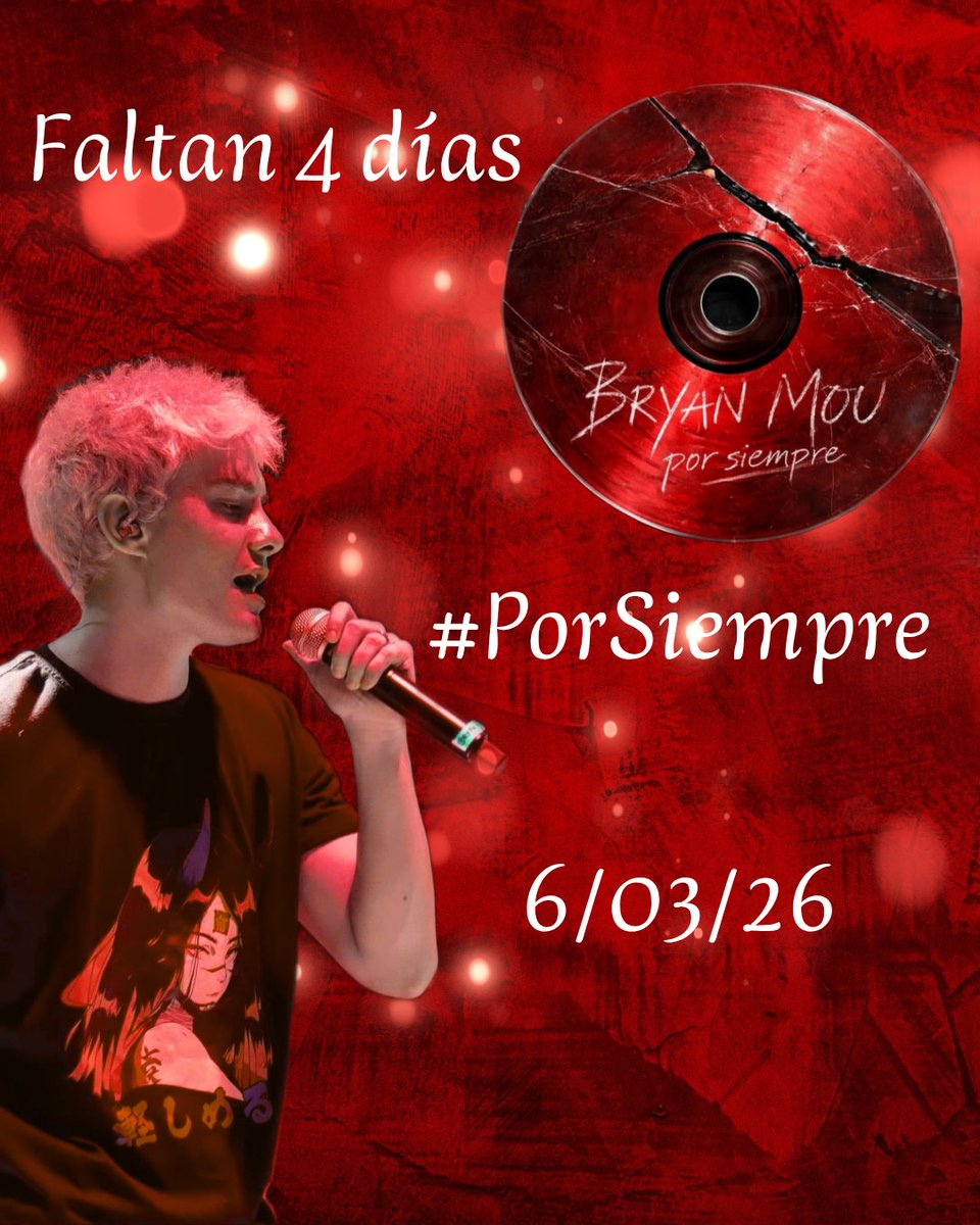 Ya falta menos, solo faltan 4 días para #PorSiempre de #BryanMou 🔴
<a href="/bryanmouque/">Bryan Mou</a> 

artists.landr.com/por-siempre-br…