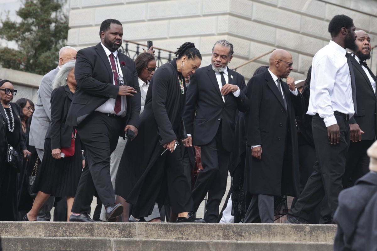 Dawn Staley among those who walked with the procession carrying the casket of the Rev. Jesse Jackson into the the South Carolina State House today.
(from <a href="/StatephotoTracy/">Tracy Glantz</a>)