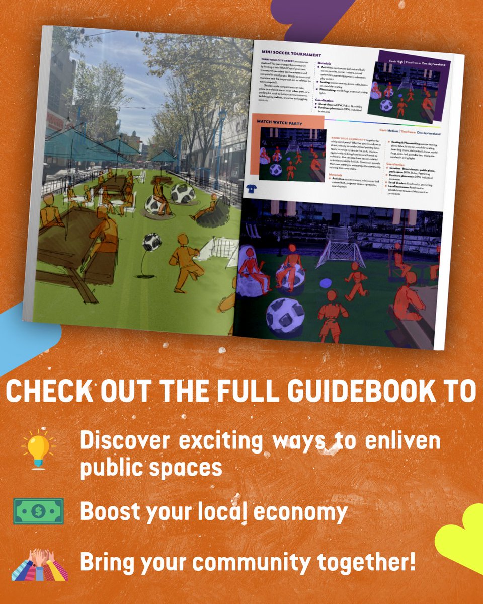 NJTPA's tweet image. Interested in soccer and placemaking? The NJTPA’s new From Streets to Stadiums guidebook provides communities with steps to take advantage of the World’s Game coming to NJ this summer: njtpa.org/blog/kick-off-…
#placemaking #soccer #FromStreetsToStadiums