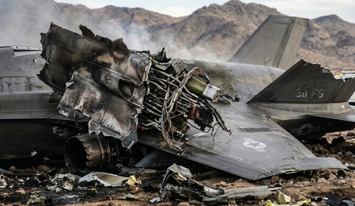 Misa_Roumi's tweet photo. للاسف سقطت أسطورة المقاتلة الشبحية F-35، وتبددت الصورة التي رُسمت لها كطائرة لا تُقهر. https://t.co/SYOfuJbd9w