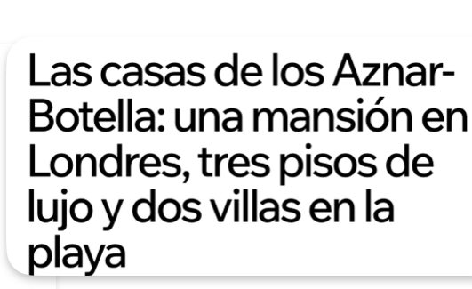 Pregunta del día:
¿A qué negocios se dedica el expresidente Aznar para atesorar este patrimonio que debe ser solo la punta del iceberg⁉️