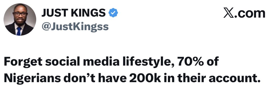 instablog9ja's tweet photo. Forget Social Media Lifestyles, 70% of Nigerians Don’t Have 200k in Their Account — Man Reveals https://t.co/aWGfIZOby6