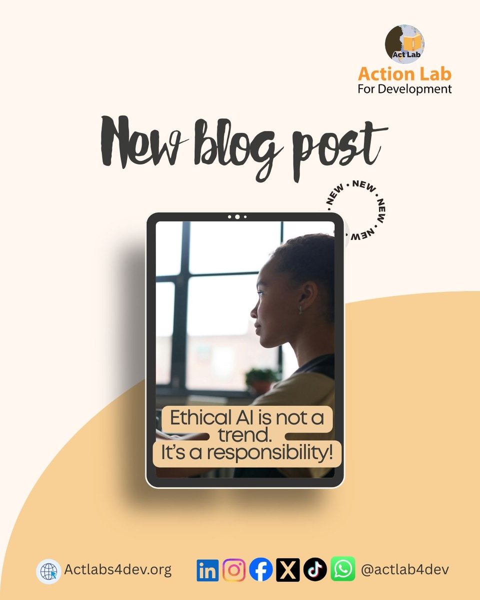 Ethical AI Isn’t a Trend — It’s Our Responsibility. Read our latest blog here:
 actlabs4dev.org/ethical-ai-res…

#EthicalAI #ResponsibleAI #MoralityCodeAIApp