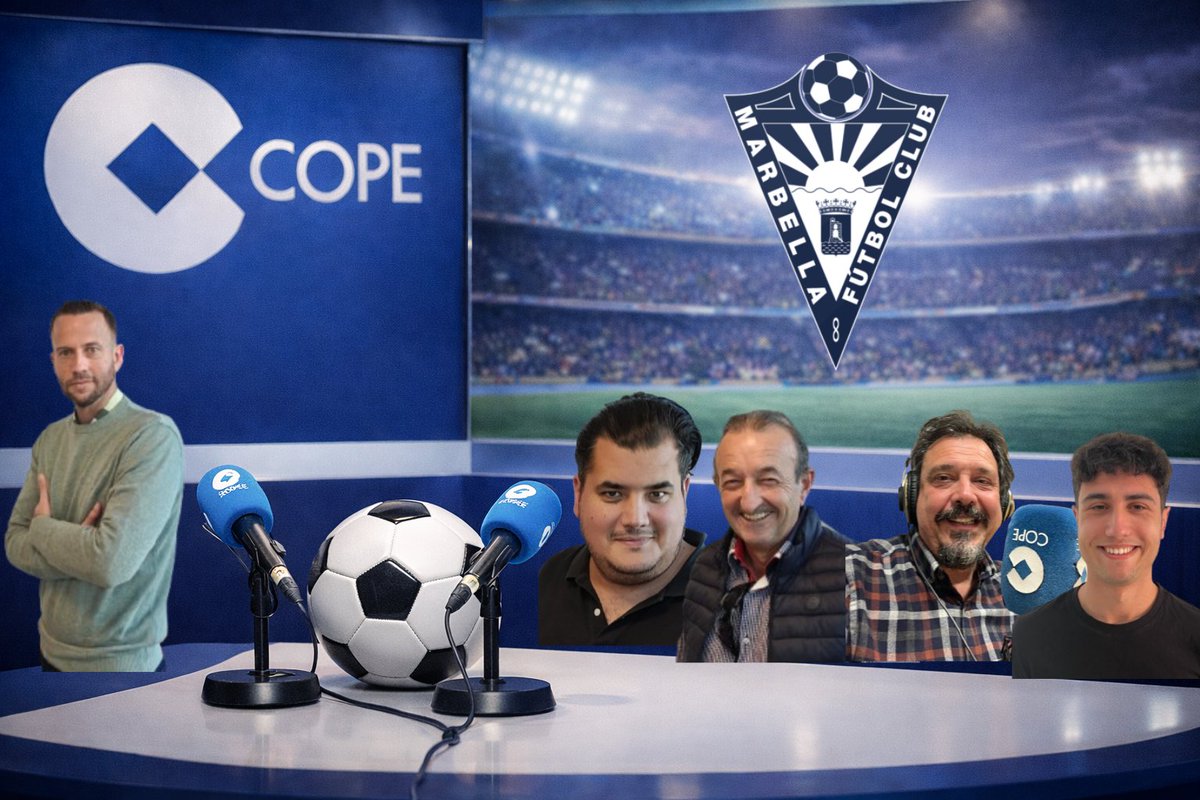 CopeMarbella's tweet photo. 🔵 El @marbella_fc , a 11 puntos del puesto de salvación con 13 jornadas para el final 
🗣️ Tertulia MFC en COPE con @AleAlvarez89 @anferpla David Odero y @candivm75
🎧 Audio Deportes COPE Marbella 02/03/2026 👇
https://t.co/Gp3Rayc0Ln https://t.co/u5Fv9GROo5