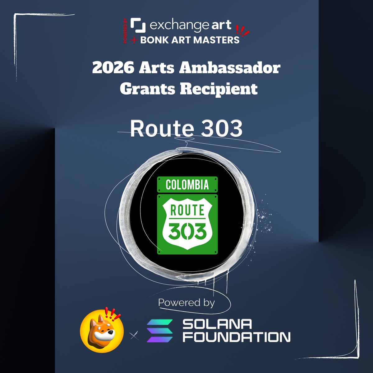 Proud to announce the latest recipient of the <a href="/exchgART/">Exchange Art</a> + <a href="/bonk_inu/">BONK!!!</a> Arts Ambassador Grant

Route 303 — a three-artist collective embarking on a six-month mural and documentary initiative across Colombia.

Three cities. Three murals. One shared narrative. 

More below 👇🏽🧵