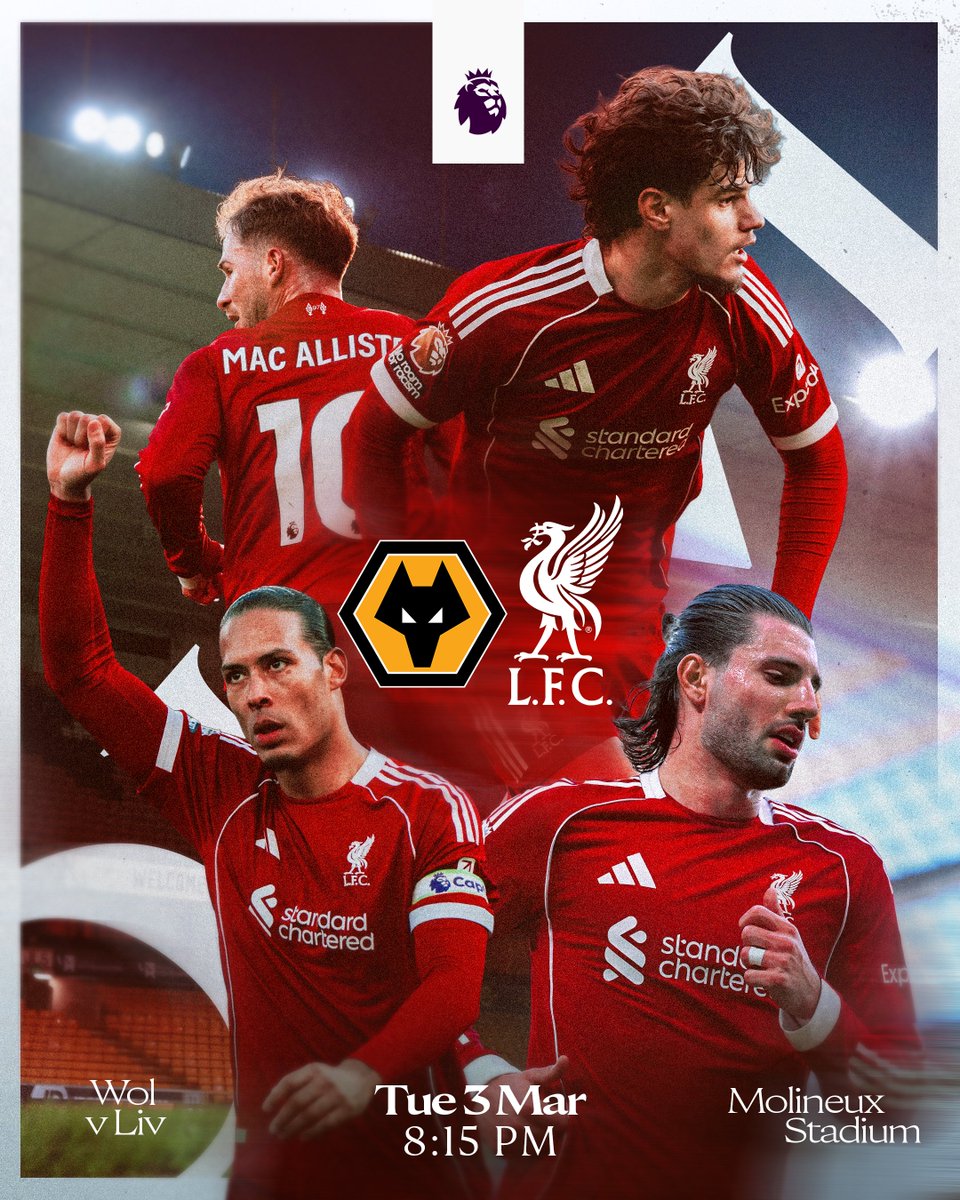 Matchday at Molineux 🔴💫

The Reds make the trip to Wolves in the Premier League ✊ #WOLLIV