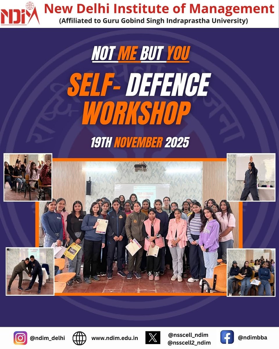 nsscell2_ndim's tweet photo. NSS Cell of NDIM (Unit1 &amp; 2) in collab with IQAC and IIC organized Self Defense Workshop to empower students with essential safety skills and practical techniques. The session focused on building confidence and awareness to respond calmly in challenging situations.✨

#nss #women https://t.co/2jVHlBwrKi