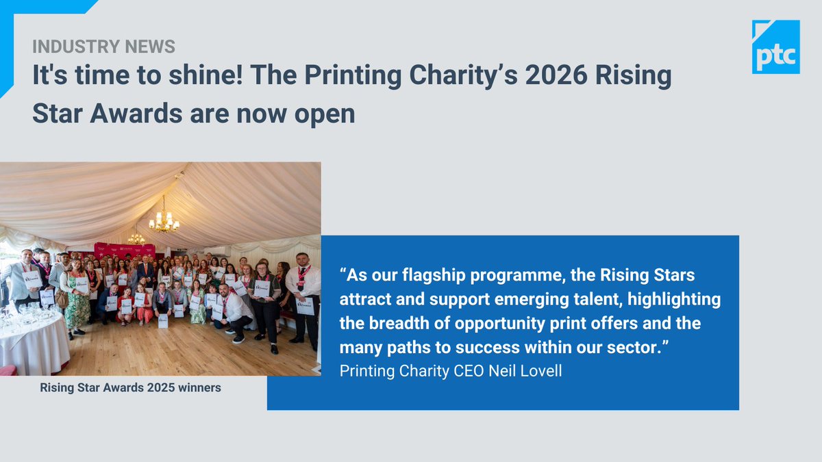 PTCBookHouse's tweet photo. The Printing Charity's Rising Star Awards applications open today (2 March)!🌟

Winners receive up to £1,500 to contribute to training opportunities. If you're aged 18–35 and working in publishing, you may be eligible to apply.

Find out more: https://t.co/QEVSCYK40w https://t.co/xEwOzFCo5E