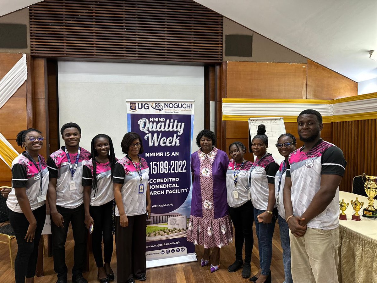 GlobalQualityAA's tweet photo. Dr. V. MAKUKU donated &amp; presented 3 trophies to the winners of the @UnivofGh’s (@NMIMR_UG ) Memorial Institute for Medical Research (NMIMR) Quality Week 2026 Inter-Departmental Quiz Competition Finals. This was one of the ways the GQAA celebrated quality-driven thinking. 🏆 https://t.co/1vQAkrvMRC