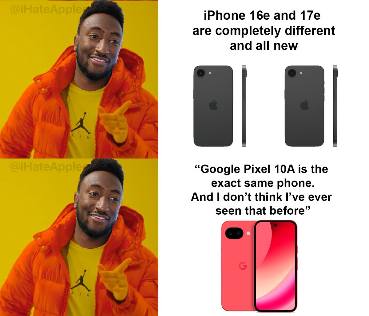 iHateApplee's tweet image. My MKBHD prediction for his iPhone 17e review 🤣