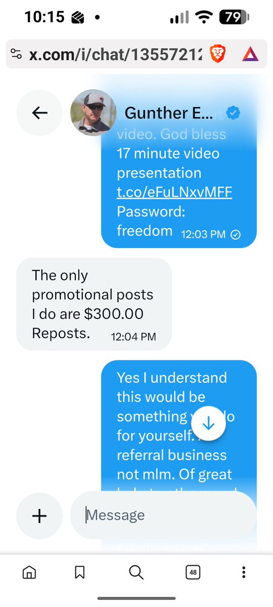 Gunther Eagleman like most of CON INC will post ANYTHING for money including TPUSA propaganda. Here is Eagleman providing his cashapp while refusing to post about a patriotic MAGA topic except for $300 "I'm sorry brother I charge the same for anyone" and this was long ago he has