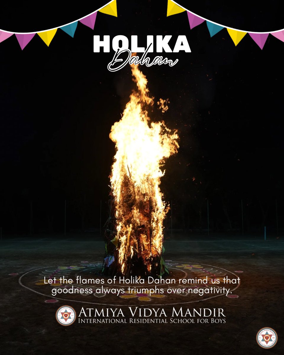 AVMupdates's tweet photo. Students celebrated Holika Dahan, commemorating the victory of a true devotee and the timeless triumph of good over evil. #holikadahan2026 #culture #values https://t.co/imAObacX1S