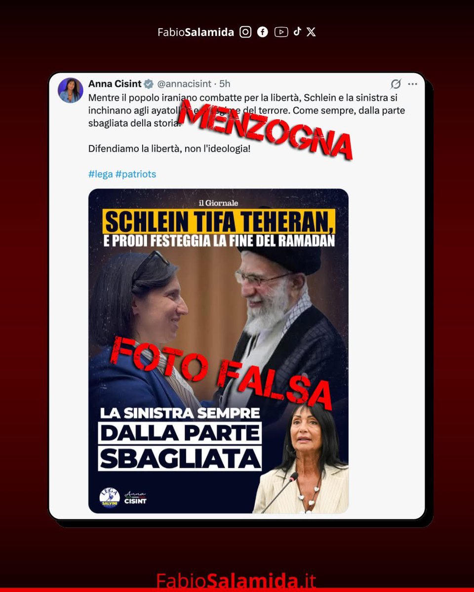 Questa immagine spiega molto bene la propaganda della destra. Una propaganda che si fonda su informazioni false sempre più spesso accompagnate da immagini create con l'intelligenza artificiale, ovviamente senza che sia specificato che non si tratta di foto reali.  

La signora