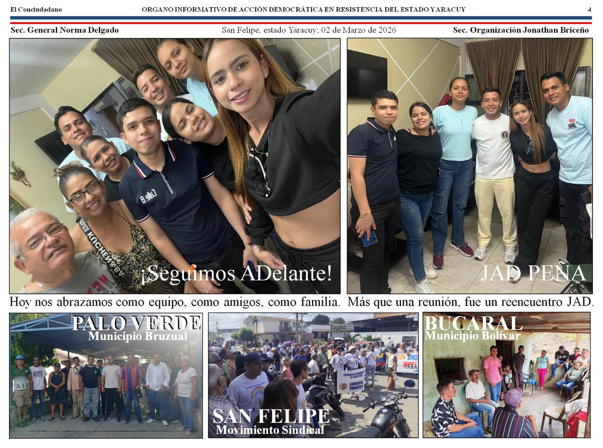 #02Marzo |
Desde <a href="/ADemocratica/">Acción Democrática</a> creemos y trabajamos convencidos que la unidad nacional es la única vía para alcanzar el bien superior, la libertad y la democracia de Venezuela.
No nos rendimos en nuestra lucha por la democracia y la libertad. 
#ElConciudadano