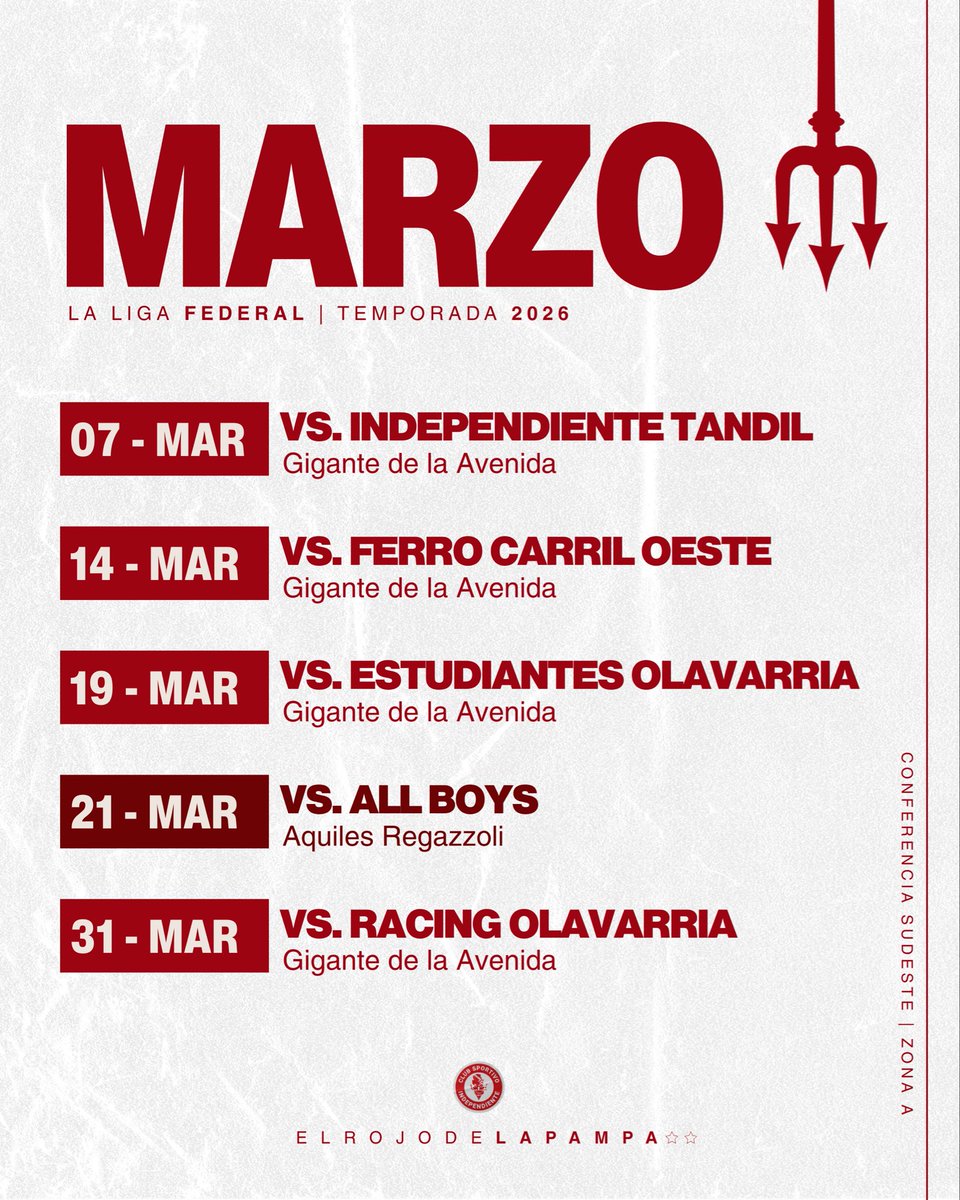 basquetcsi's tweet photo. Empezó marzo.
Empieza lo lindo.
Arranca nuestro camino en La Liga Federal 2026 🤟👹

Con la ilusión intacta 🙌
¡VAMOS ROJO! ❤️‍🔥

#CSI
#RojoDeMiVida
#RojoDeLaPampa https://t.co/f4nhGz8pbs