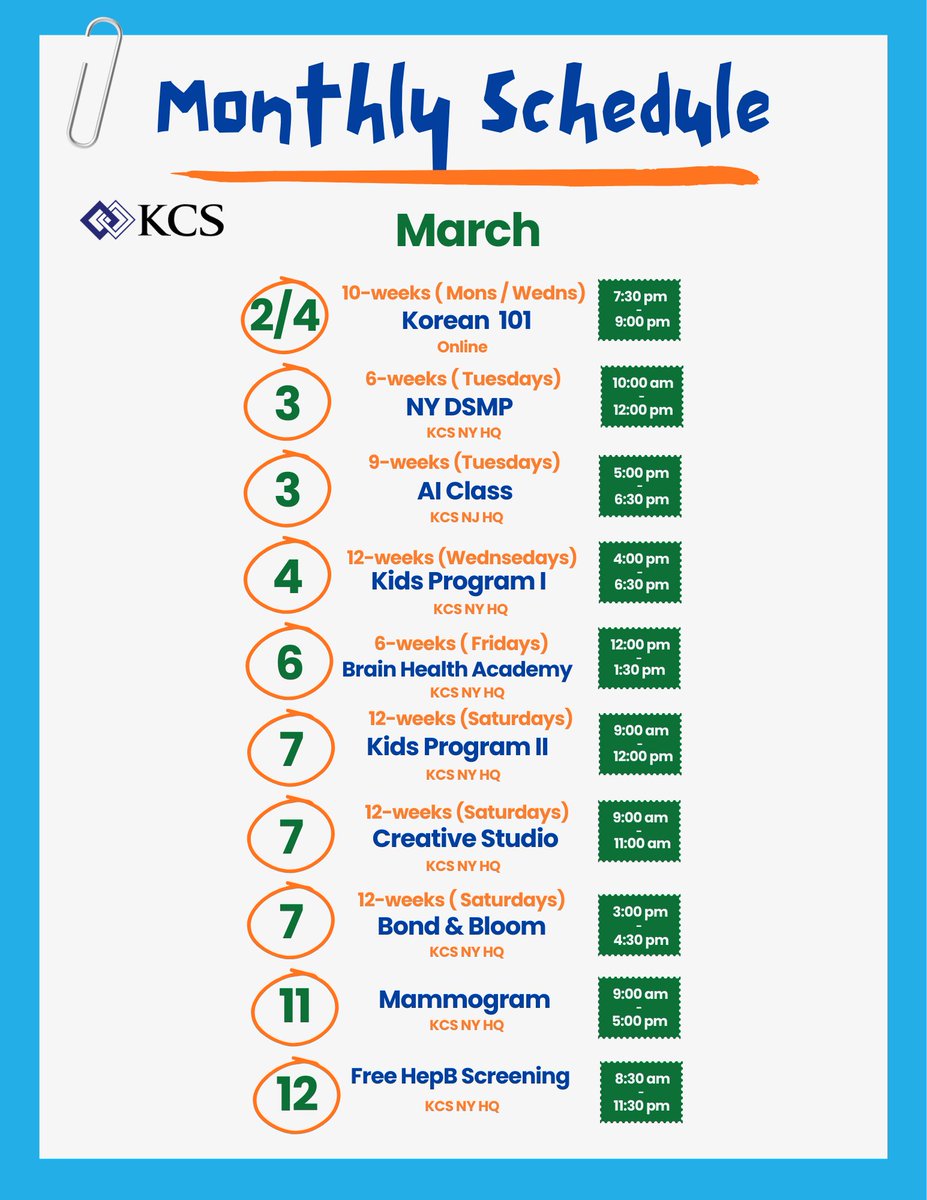 kcsnewyork's tweet image. Throughout the month of Mzrch, KCS offers a wide range of educational, health, and community programs for seniors, adults, youth, and families.
Designed to support learning, well-being, and meaningful connection.
#KCS #communityservice #monthlyprogram #freeprograms #publichealth