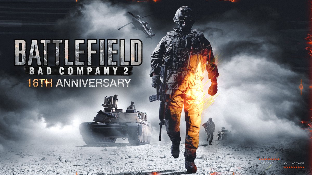 Sixteen years ago, snow fell on White Pass, explosions lit the sky, and a squad of misfits made their mark.

Battlefield: Bad Company 2 became more than a game because of the stories you created in its chaos.

Thank you for 16 unforgettable years 🔥