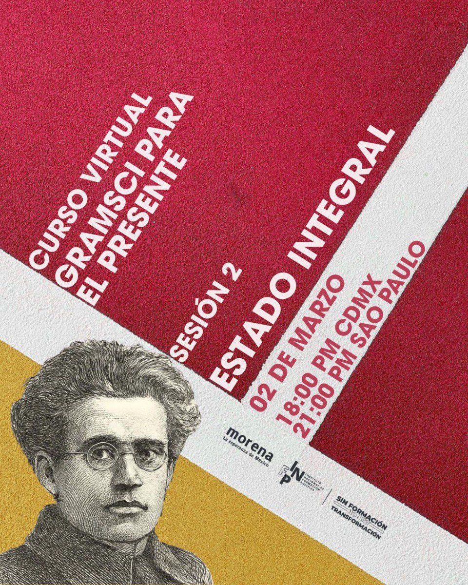 Buen día. Hoy tendremos la segunda sesión del *Curso Virtual “Gramsci para el presente”* relativa al Estado integral.
Horario: 
16 hrs (Los Ángeles)
18 Hrs (CDMX y Chicago)
19 Hrs (Bogotá)
19 Hrs (Nueva York)
21  Hrs (Buenos Aires)