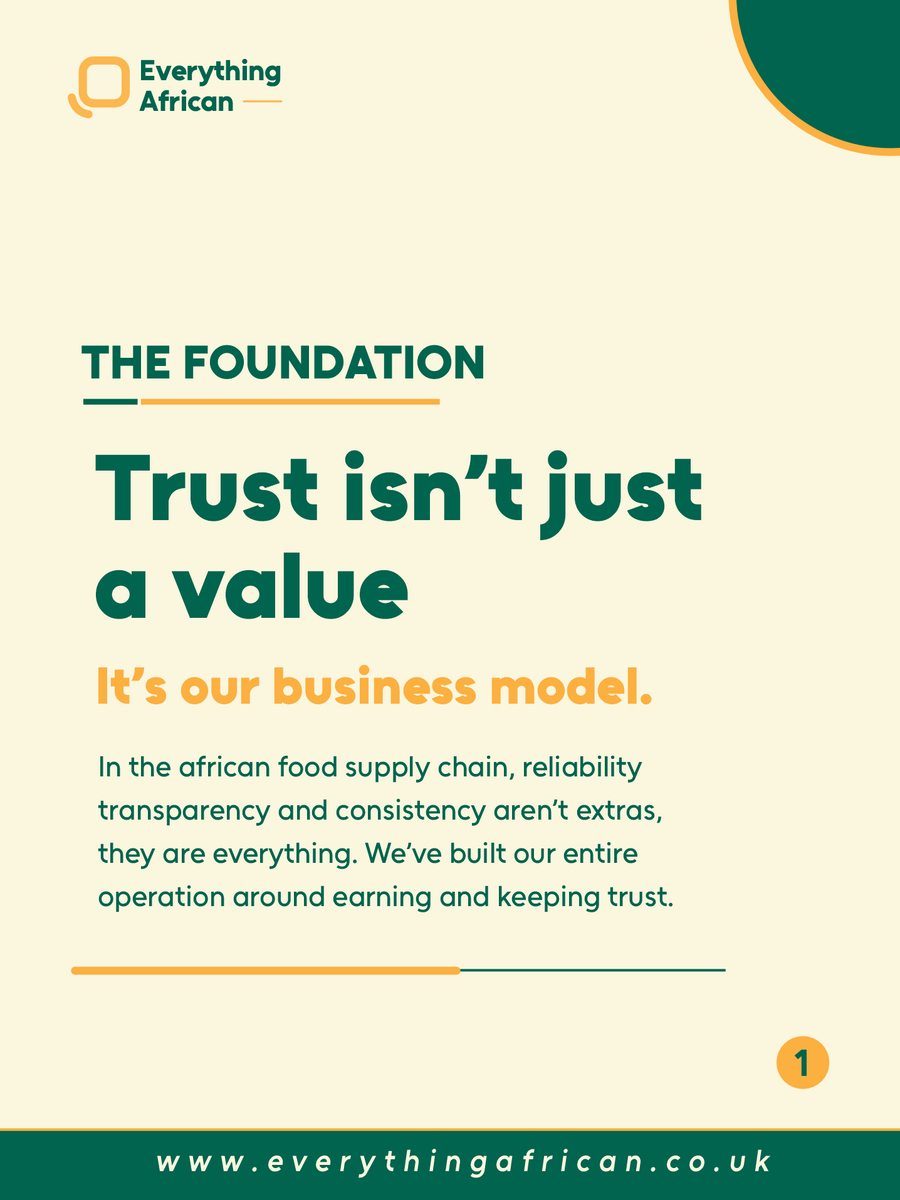 EvrythnAfrican's tweet photo. We’re redefining the standard:
🌱 Producers: Paid fairly &amp; on time.
🚛 Retailers: On-time delivery, every time.
👨‍🍳 Chefs: Quality you can rely on.
🍲 Consumers: A taste that feels like home.
​Trust the process. Trust Everything African.

#FoodSupplyChain #Logistics #WholesaleFood https://t.co/qvdvzEffya