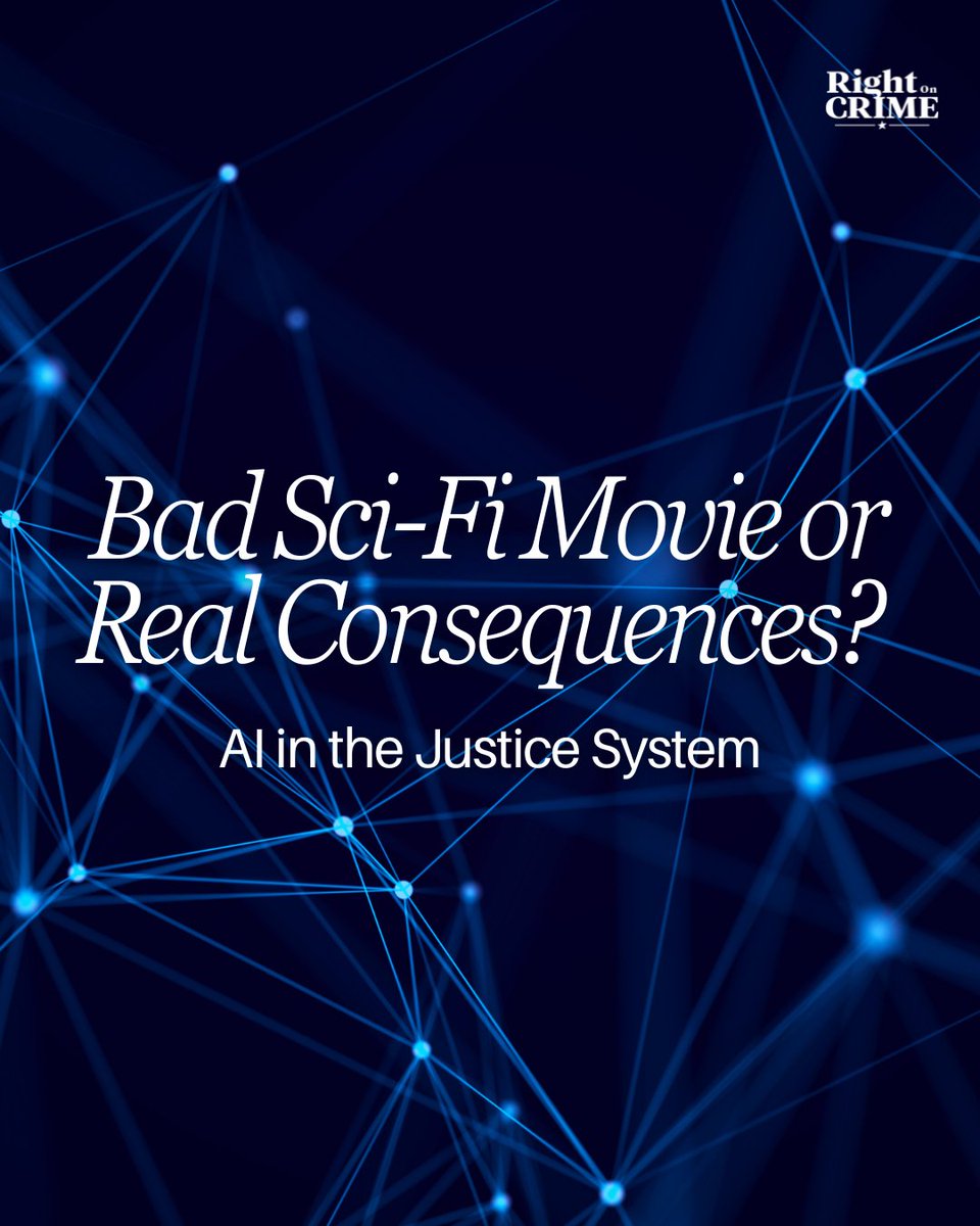 RightOnCrime's tweet photo. AI isn’t science fiction anymore, it now has a place in our criminal justice system.

New technology can help solve crimes and protect communities. But without transparency, oversight, and human judgment, innovation risks undermining trust ⤵️ https://t.co/lroeAFllMs