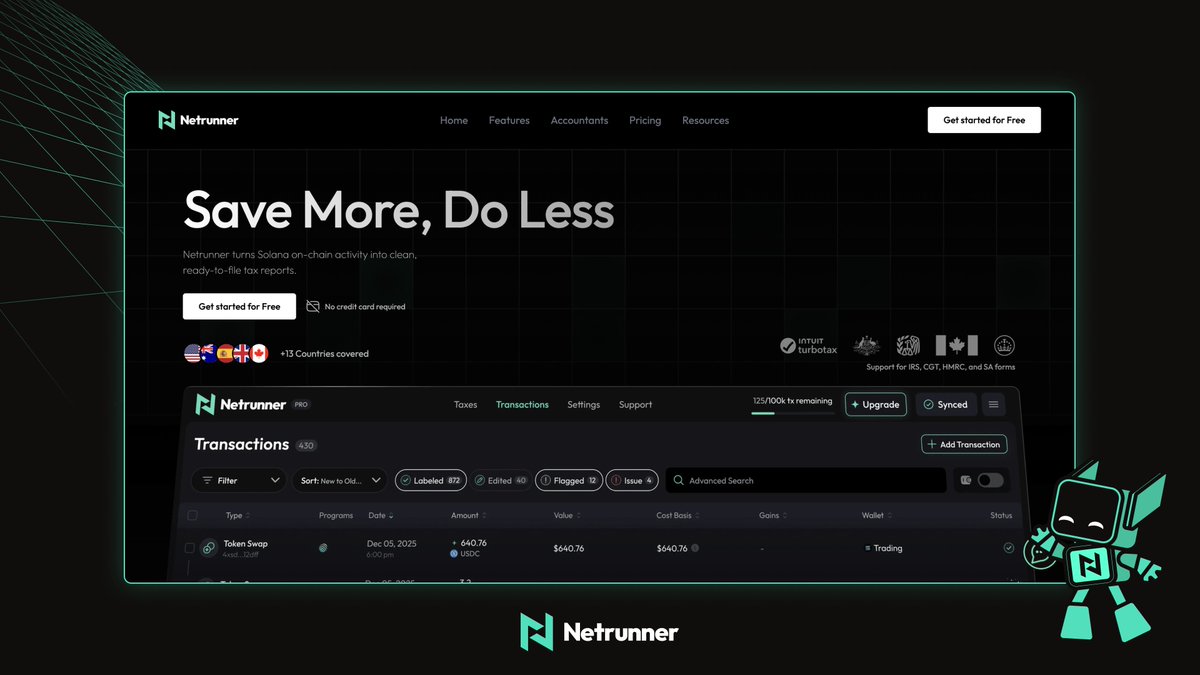 Netrunner - Solana Tax Tool tweet media