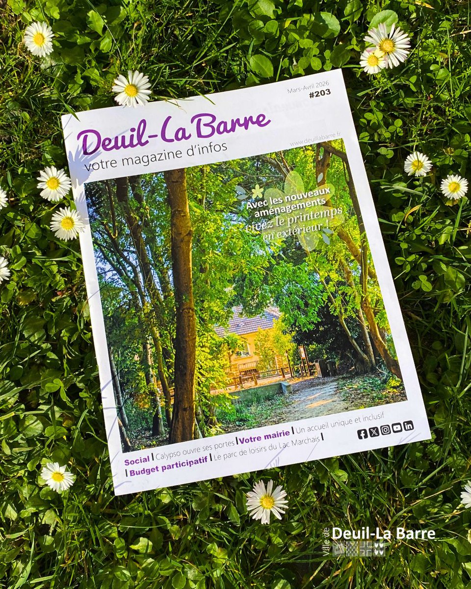 📬️ Votre magazine d'infos de mars/avril est en cours de distribution !

🔎 Au sommaire : élections municipales, petite enfance, sport, budget participatif, portrait et commémoration. Retrouvez le en ligne sur mairie-deuillabarre.fr/viecitoyenne/p…

#actudlb #deuillabarre #magazine