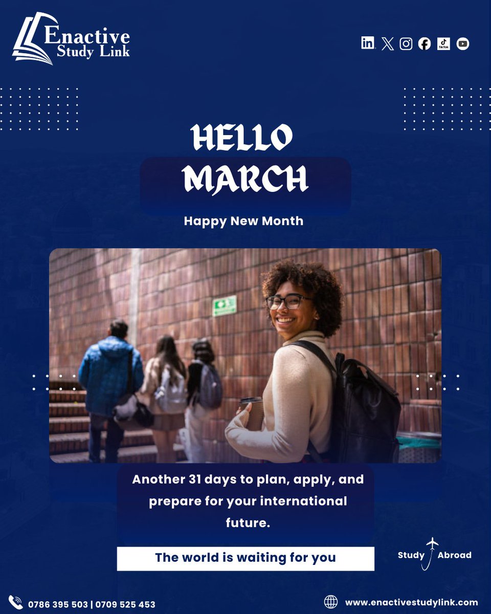 EnactiveStudyLi's tweet photo. This is your reminder that your passport deserves more stamps and your dreams deserve bigger borders. Let’s turn that “I wish” into “I’m going."

Your global journey starts now.

#newmonthenergy #studyabroadlife #internationalstudents #dreambiggofar #abroadgoals https://t.co/MuloDLeadP