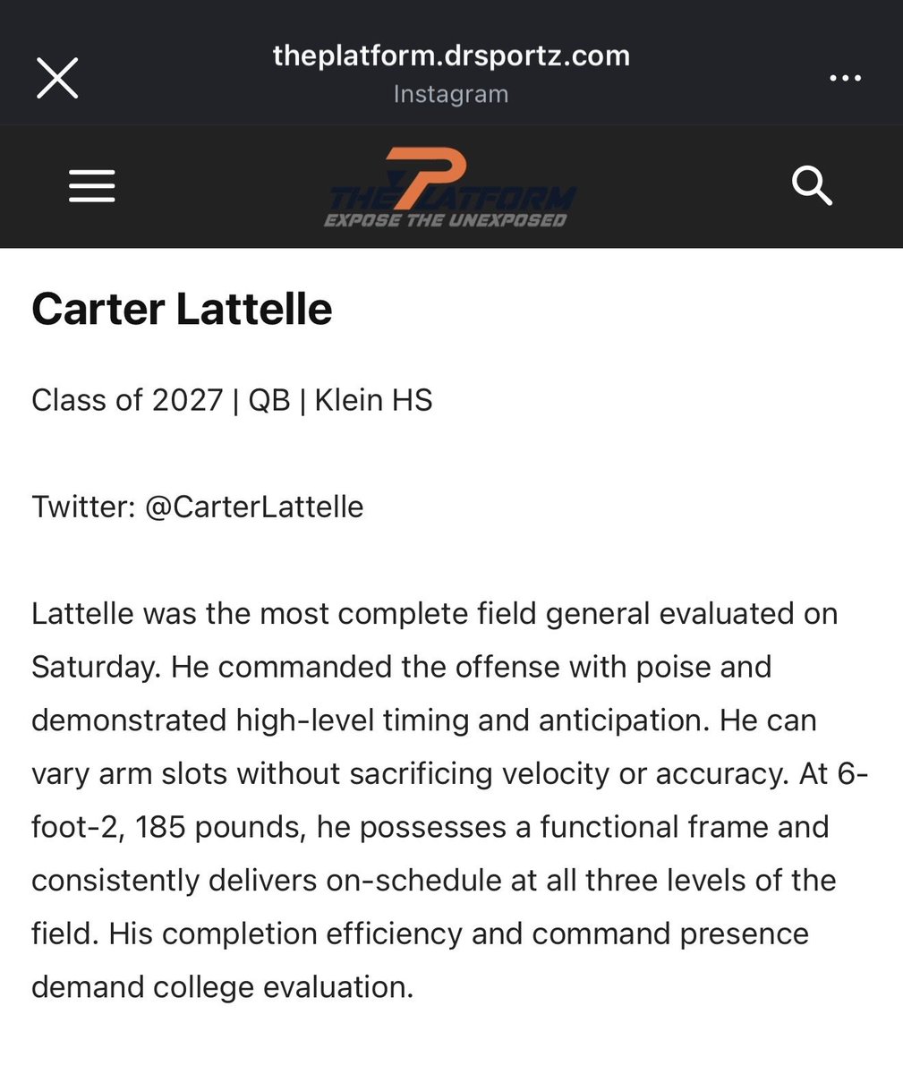 Carter Lattelle 2027 QB tweet media
