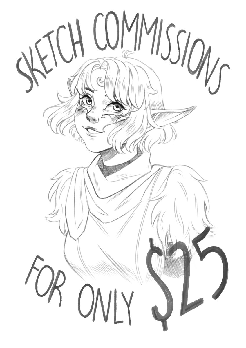 ✨Commissions OPEN!✨
Sketch commissions at only $25! 
Slots vailable for the next two weeks.      
DM for more info  
I still haven't found a stable job so I appreciate every RT!