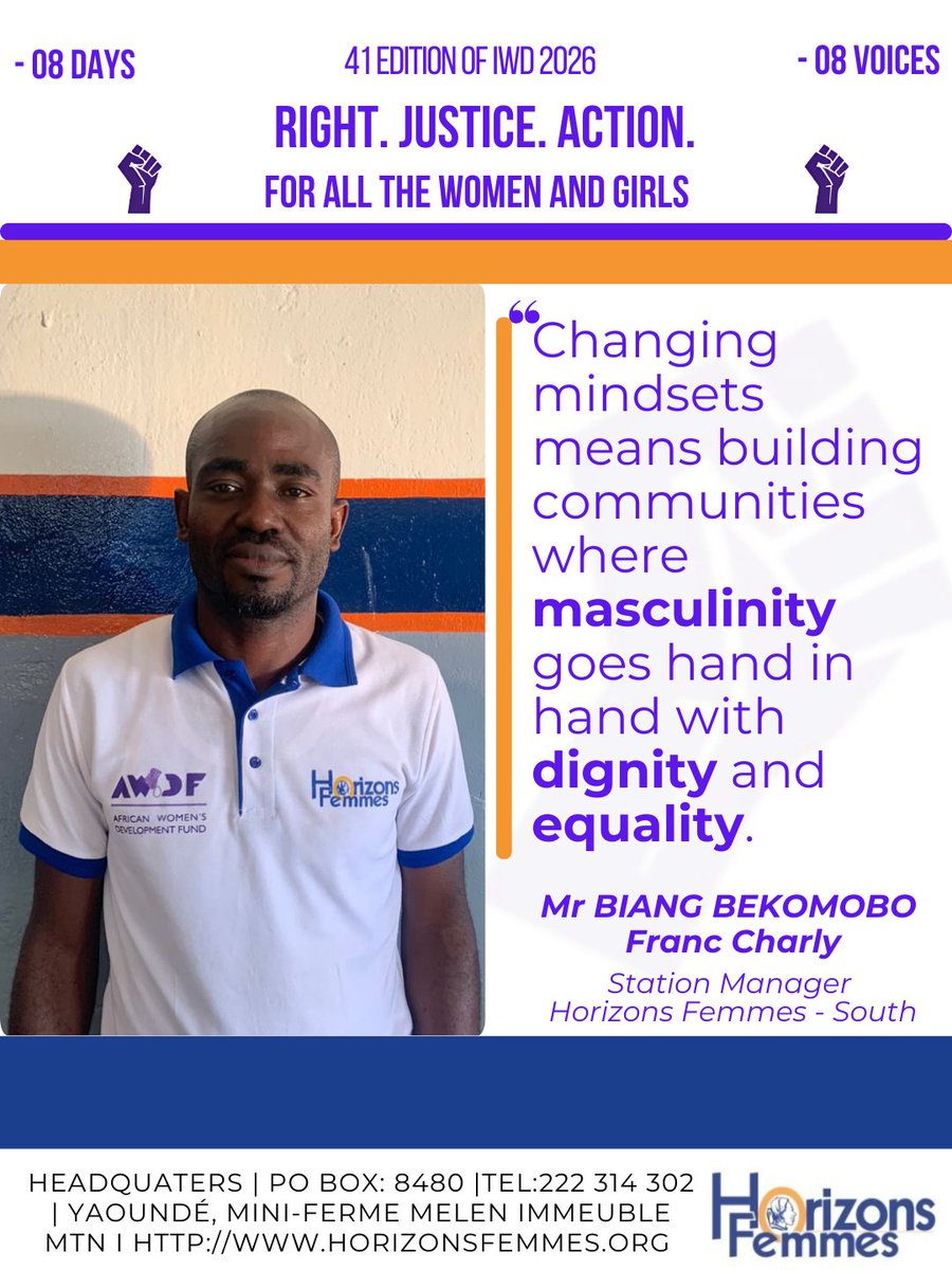 Horizons_Femmes's tweet photo. 📢𝟖 𝐃𝐀𝐘𝐒, 𝟖 𝐕𝐎𝐈𝐂𝐄𝐒
For the 41st International Women's Day under the theme: "𝐑𝐢𝐠𝐡𝐭𝐬. 𝐉𝐮𝐬𝐭𝐢𝐜𝐞. 𝐀𝐜𝐭𝐢𝐨𝐧. 𝐅𝐨𝐫 𝐀𝐋𝐋 𝐰𝐨𝐦𝐞𝐧 𝐚𝐧𝐝 𝐠𝐢𝐫𝐥𝐬," we give a voice to those who transform our commitments into concrete actions. https://t.co/m3LqZxpVtJ