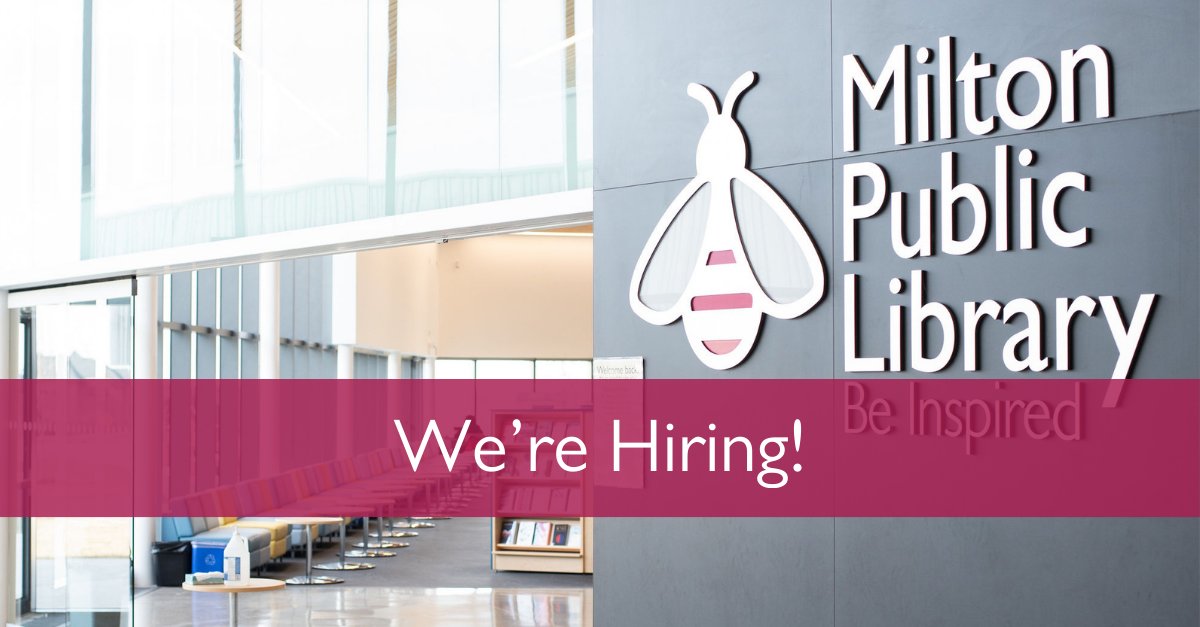 Milton_Library's tweet image. We are hiring a Customer Service Assistant for our growing hive! 

Join the Milton Public Library team and help create positive experiences in our community. Visit our website for more info.

#BeInspired #MPL #Hiring