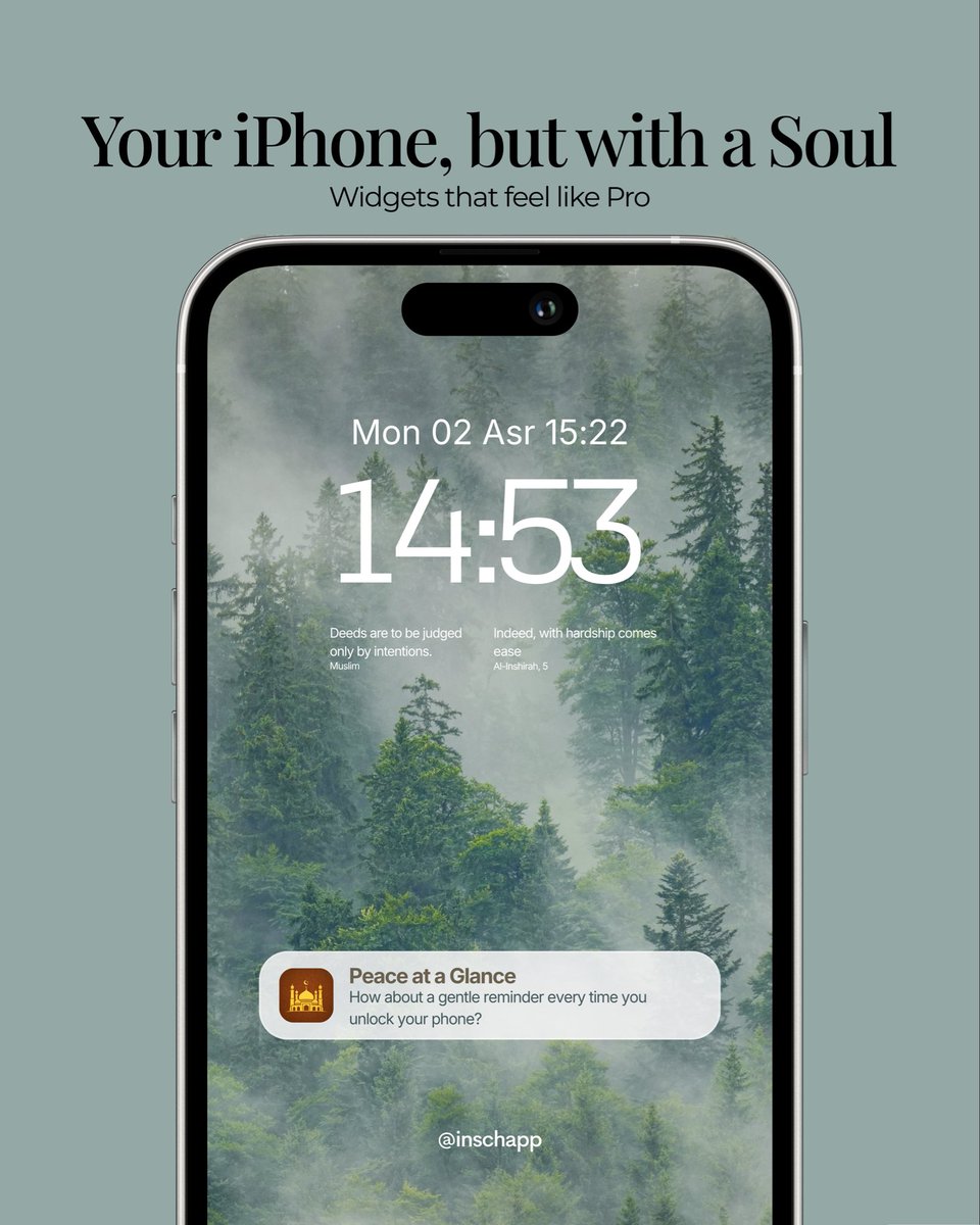 inschapp's tweet photo. Your iPhone, but with a Soul.. 🌙 

Finally brought that ‘Pro’ lock screen aesthetic to everyone for FREE. Experience peace with every glance. 🌱 https://t.co/wvIajOQOT4