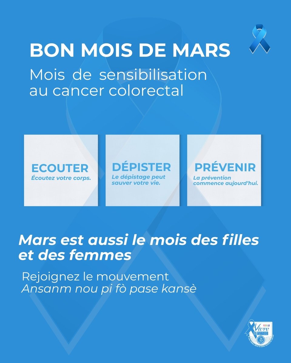 Mars est le mois de la sensibilisation au #cancer colorectal.

Un cancer qui peut évoluer en silence, que l’on peut détecter tôt, que l’on peut prévenir.

Ce mois-ci, le GSCC intensifie ses actions pour sensibiliser, accompagner et sauver des vies.

 #GSCC #marsbleu
