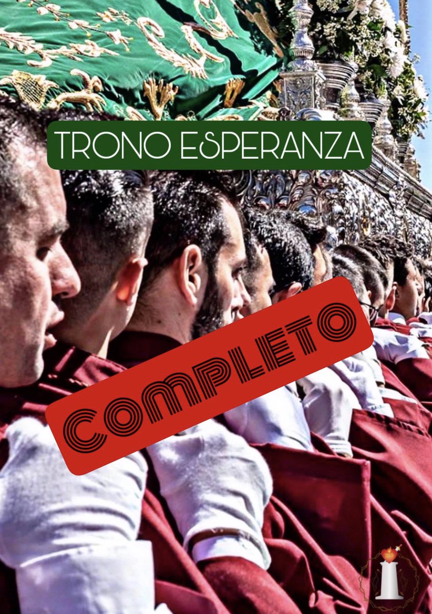 TRONOS I Abacería informa que el trono de María Santísima de Gracia y Esperanza, está completo para el Domingo de Ramos. 
La papeleta para el resto de tronos continúa abierta.
Gracias. 
Los capataces se pondrán en contacto con los portad@res inscritos. #esperanza #flagelacion