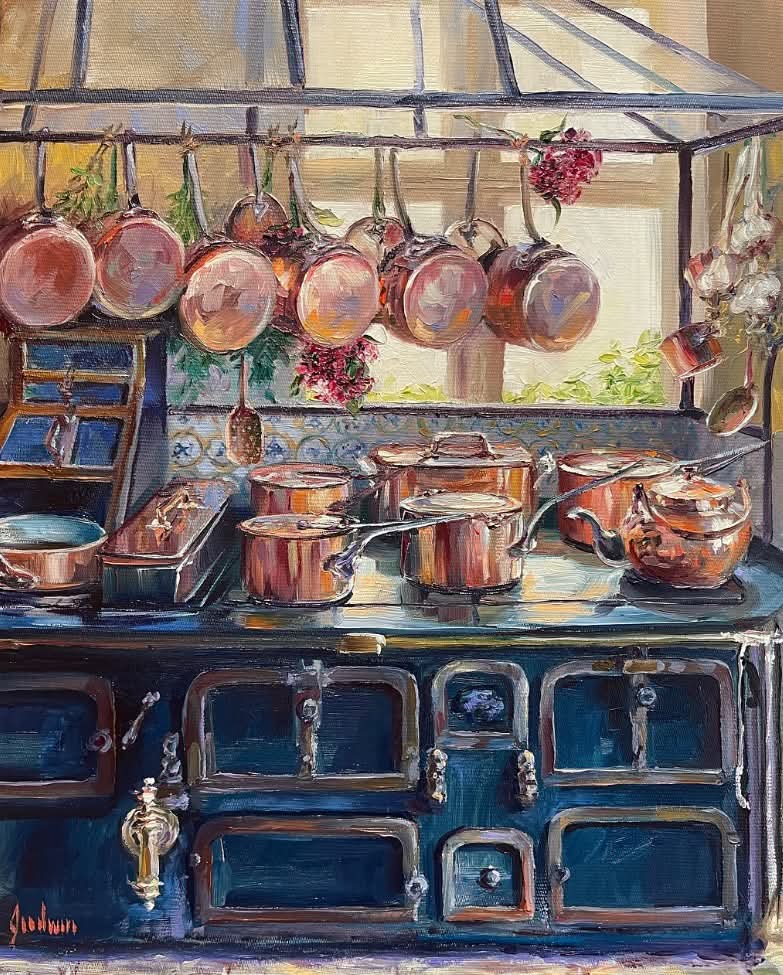 olgatuleninova's tweet photo. Lindsay Goodwin (American, b.1982) 
"Antique Stove and Copper Pots," 2024 
Oil on canvas 
10 x 8 in https://t.co/fqQztMDACi
